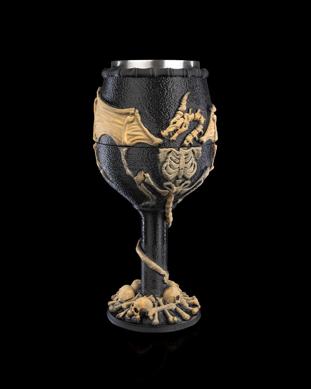 Dragon Skeleton Goblet 3D Printed, Dragon Tableware, Unique Drinkware, Renaissance Decor, Statement Piece