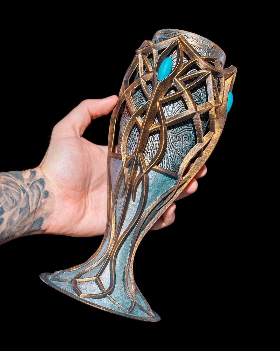 Enchanting Hand Painted Elven Goblet - Unique Tableware for Fantasy Lovers