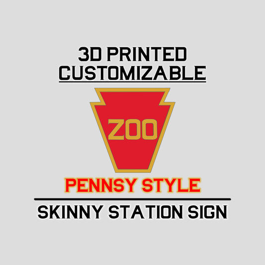 Pennsy Style Skinny Station Sign – Customizable 3D Printed Railroad Plaque