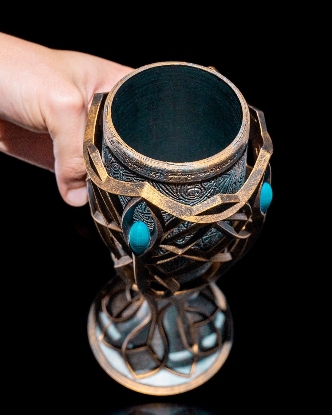 Enchanting Hand Painted Elven Goblet - Unique Tableware for Fantasy Lovers
