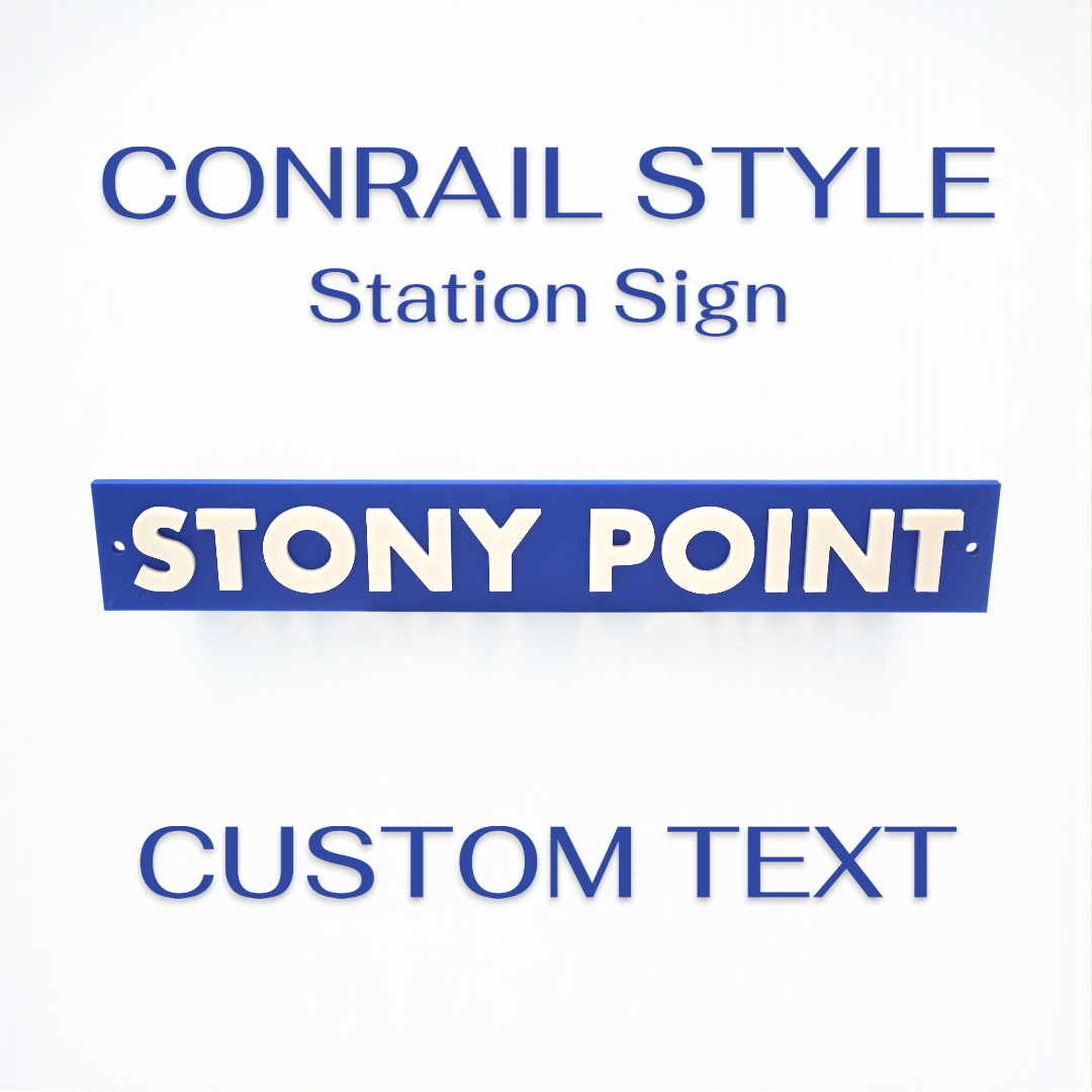 Conrail Style Station Sign β Customizable 3D Printed Railroad Plaque