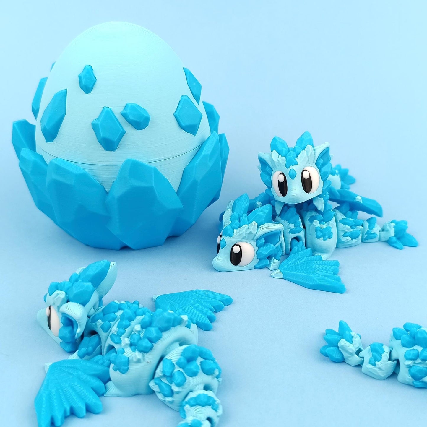 Crystal Dragon and Egg - Cute 3D Printed Articulated Fidget Toy