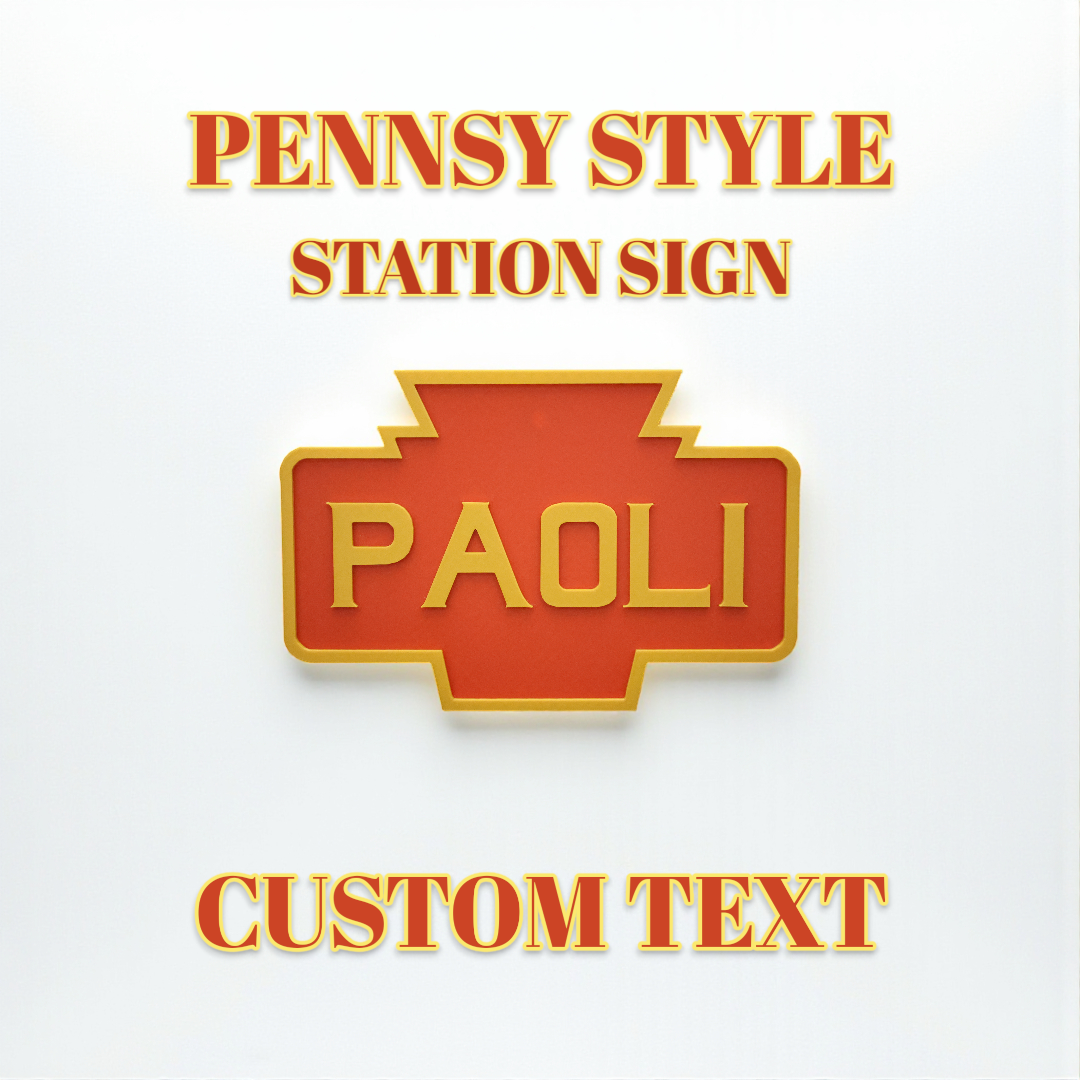 Pennsy Keystone Style Station Sign – Customizable 3D Printed Railroad Plaque