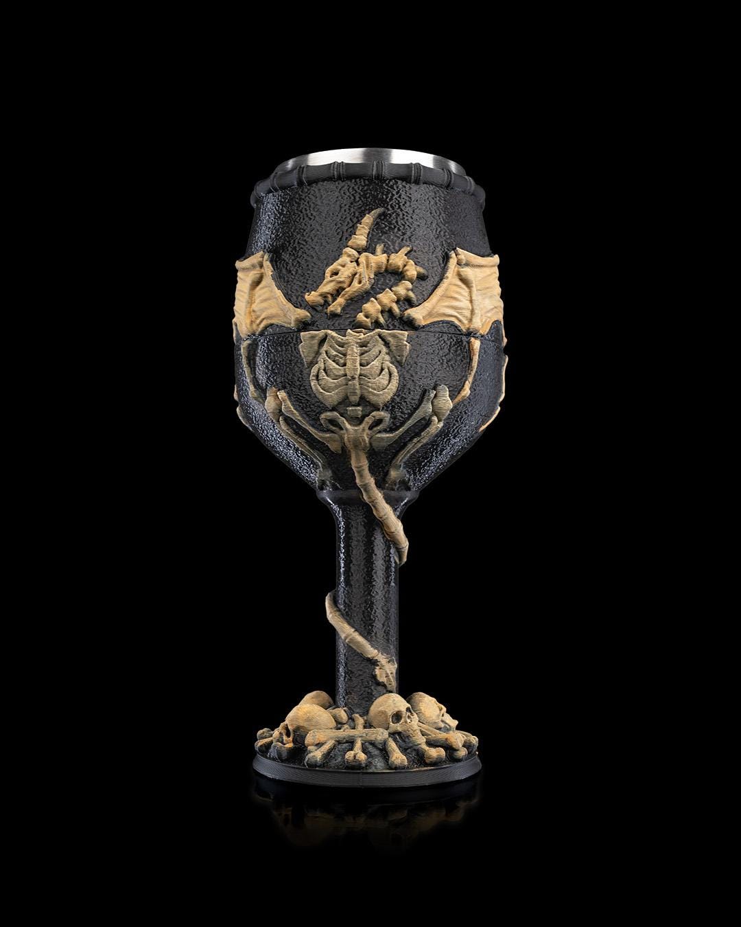 Dragon Skeleton Goblet 3D Printed, Dragon Tableware, Unique Drinkware, Renaissance Decor, Statement Piece