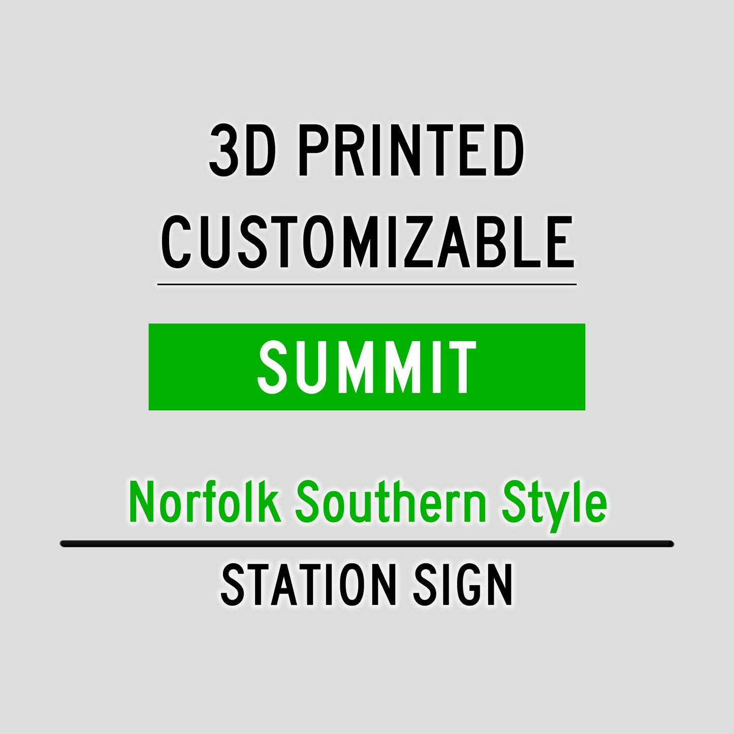 Norfolk Southern Style Station Sign – Customizable 3D Printed Railroad Plaque