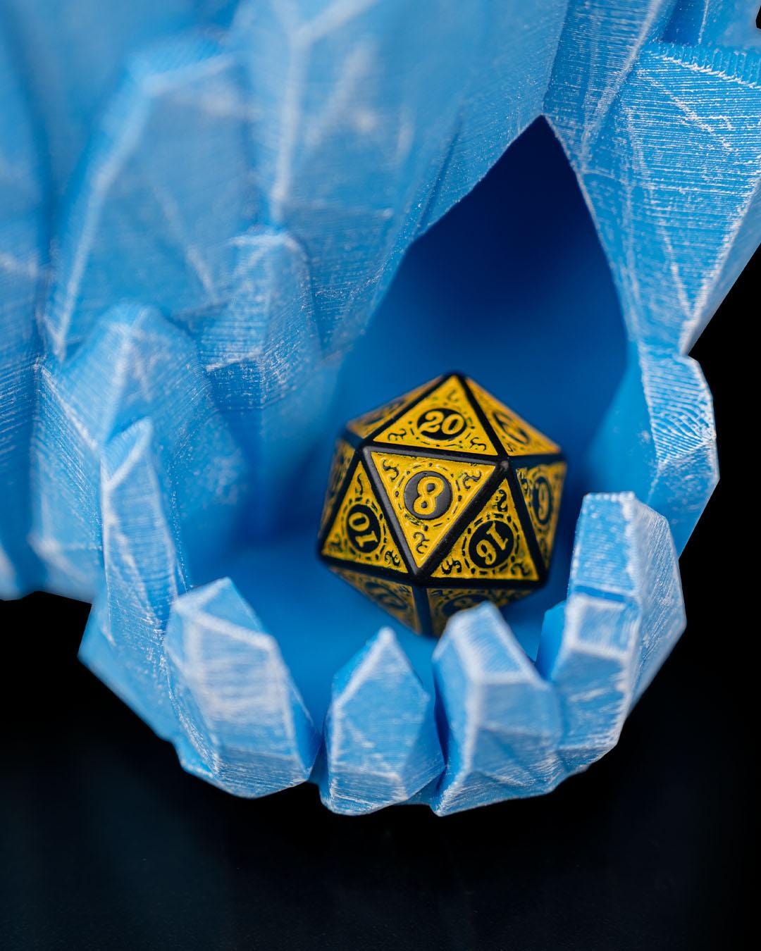 Crystal Ice Dice Tower – 3D Printed DND Dice Roller & Drink Holder
