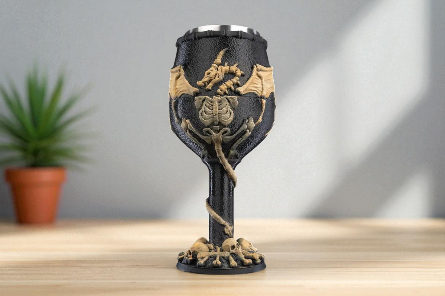 Dragon Skeleton Goblet 3D Printed, Dragon Tableware, Unique Drinkware, Renaissance Decor, Statement Piece